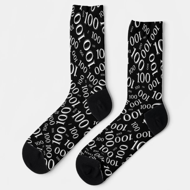 Chaussette 100e anniversaire Black Random Number Chaussettes  (Gauche)
