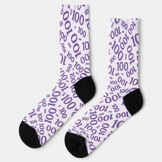 Chaussette 100e anniversaire Purple Random Numéro Motif (Gauche)