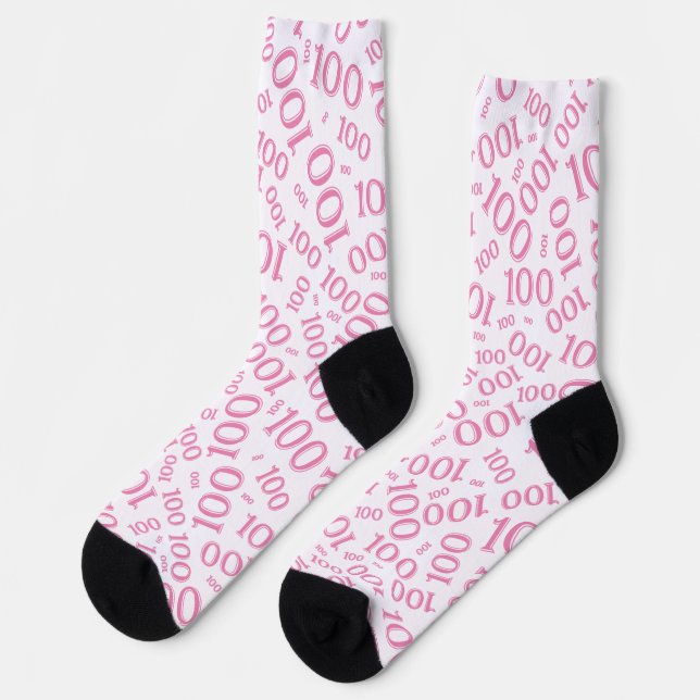 Chaussette 100e Anniversaire rose nombre Motif Chaussettes (Gauche)