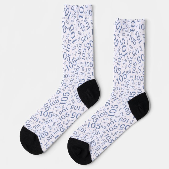 Chaussette 105e anniversaire Motif de numéros aléatoires bleu (Gauche)