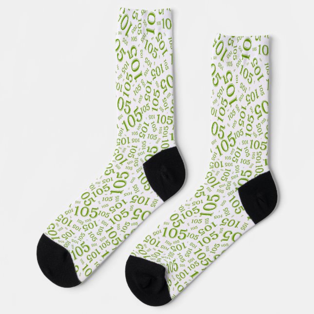 Chaussette 105e anniversaire Motif du numéro vert/blanc au ha (Gauche)