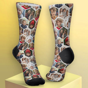 Chaussette 12 Collage de photos - hexagone funky - Motif aléa