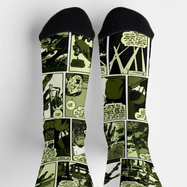 Chaussette 1940's Green Lama Comic Strip Socks (Haut)