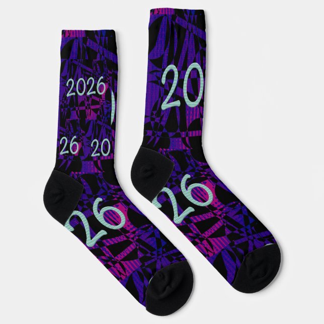 Chaussette 2026 New Year New Years socks purple fun funny (Droite)
