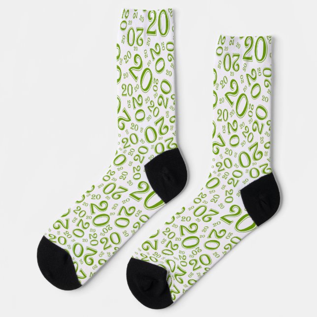 Chaussette 20e anniversaire Green Random Numéro Motif (Gauche)