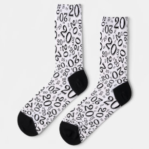 Chaussette 20e anniversaire Noir/Blanc Random Numéro Motif