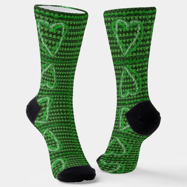 Chaussette 2Clover Heart Motif St Patrick's Day 2 à quatre fe (Angulaire)