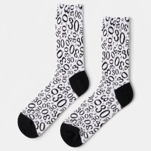 Chaussette 30e anniversaire noir/blanc Motif de nombre aléato