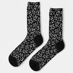 Chaussette 35e anniversaire noir/blanc Motif de nombre aléato