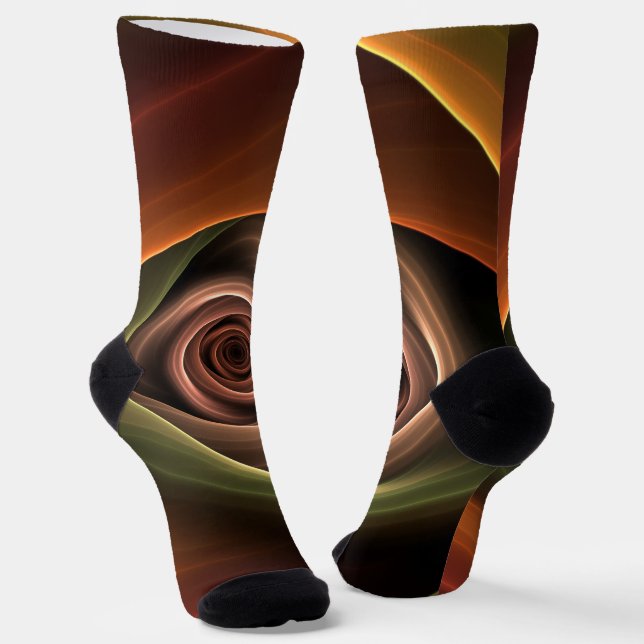 Chaussette 3D Spirale Abstraite couleurs chaudes Art fractal  (Angulaire)