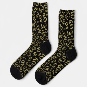 Chaussette 40e anniversaire Gold/Noir Motif de nombre aléatoi