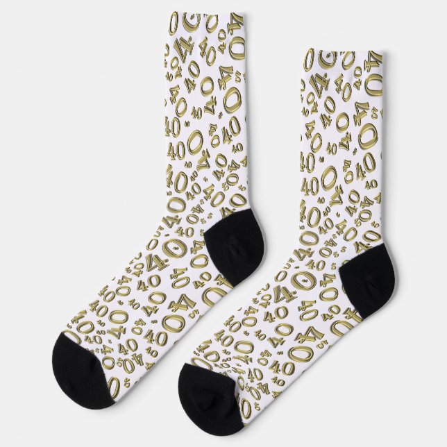 Chaussette 40e anniversaire Gold/White Random Number Motif (Gauche)