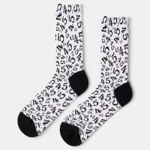 Chaussette 45e anniversaire noir/blanc Motif de numéro aléato