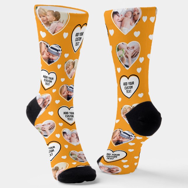 Chaussette 4 Heart Photo Motif Faites Votre Propre Amusant Or (Angulaire)