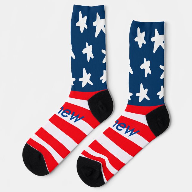 Chaussette 4 juillet jour de l'indépendance ajouter nom texte (Gauche)