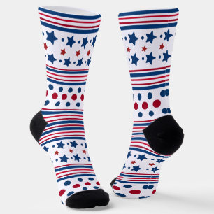 Chaussette 4 juillet rouge blanc et bleu patriotique