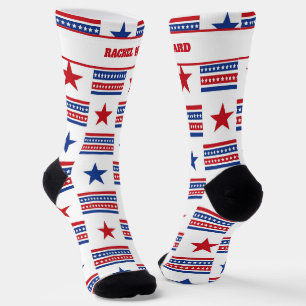 Chaussette 4 juillet rouge et bleu