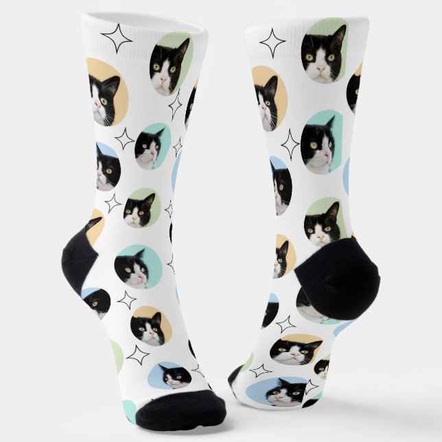 Chaussette 4 Photo Collage Modèle Faites votre propre animal  (Angulaire)