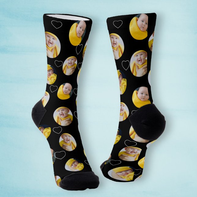 Chaussette 4 Photo Collage Modèle Faites votre propre plaisir (Créateur téléchargé)