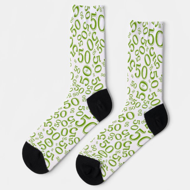 Chaussette 50e anniversaire Green Random Number Motif (Gauche)