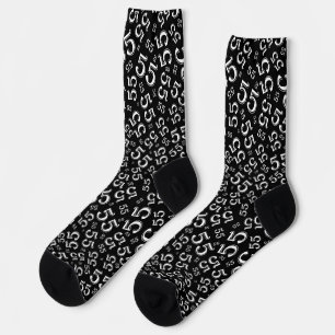 Chaussette 55e anniversaire noir/blanc Motif de numéro aléato
