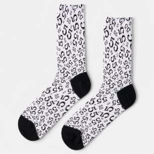 Chaussette 55e anniversaire noir/blanc Motif de numéro aléato