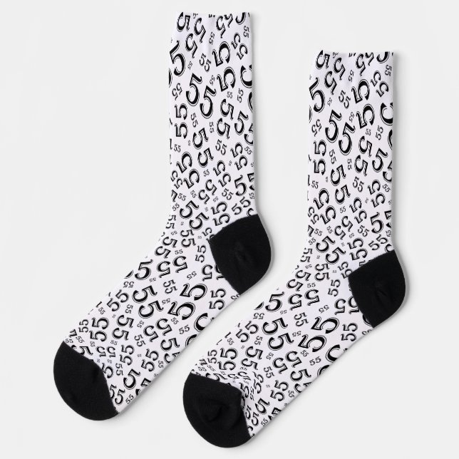 Chaussette 55e anniversaire noir/blanc Motif de numéro aléato (Gauche)