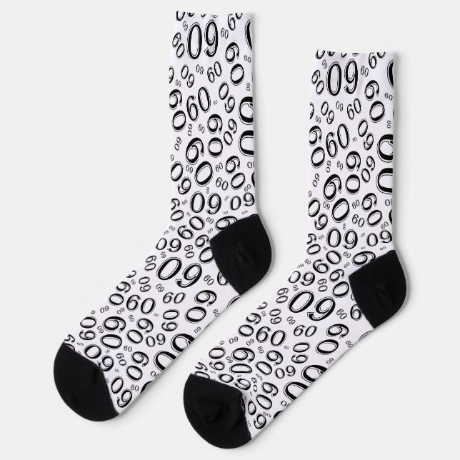 Chaussette 60e anniversaire Noir/Blanc Random Number Patter (Gauche)