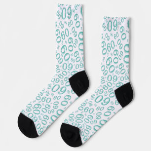 Chaussette 60e anniversaire Turquoise Motif de numéro aléatoi