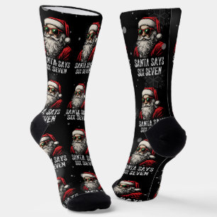 Chaussette 67 Meme Drôle de Père Noël dit Six Sept Noël
