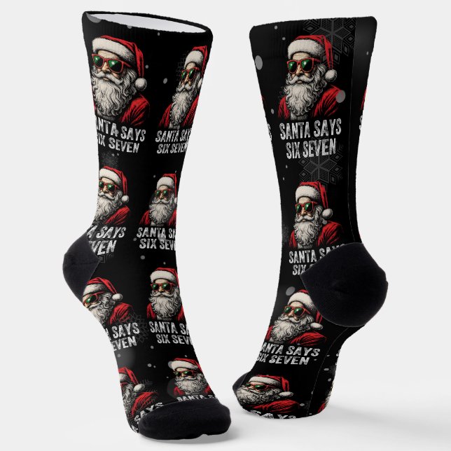 Chaussette 67 Meme Funny Santa Says Six Seven Christmas (Angulaire)