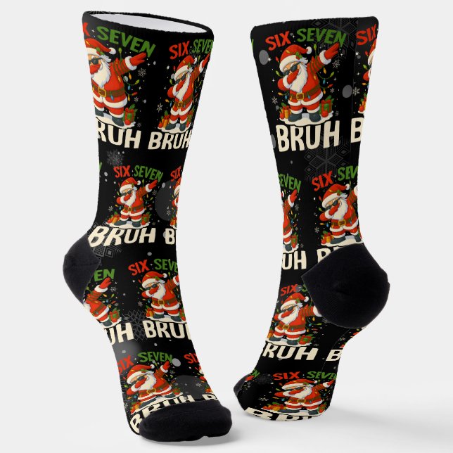 Chaussette 67 Meme Six Seven Bruh Drôle de Noël 6 7 (Angulaire)