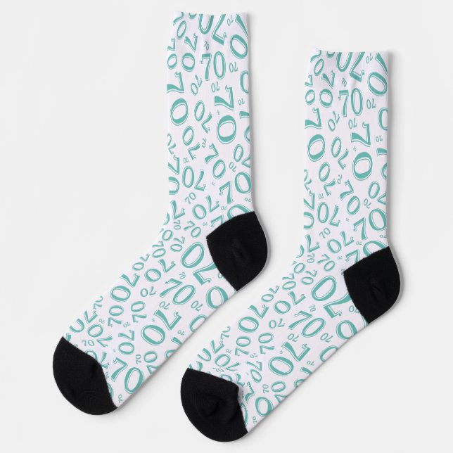 Chaussette 70e anniversaire Turquoise Motif de numéro aléatoi (Gauche)