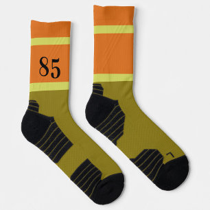 Chaussette 85 Ans Bloc de couleur rétro Vert et orange