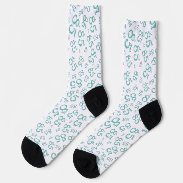 Chaussette 85e anniversaire Turquoise Motif de numéro aléatoi (Gauche)