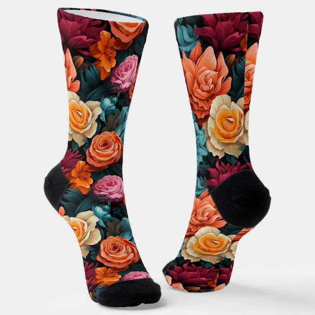 Chaussette #8 Chaussettes d'équipage à motifs floraux (Angulaire)