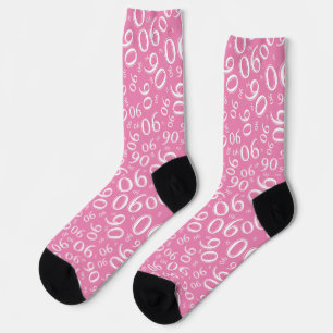 Chaussette 90e anniversaire motif numérique aléatoire rose/bl