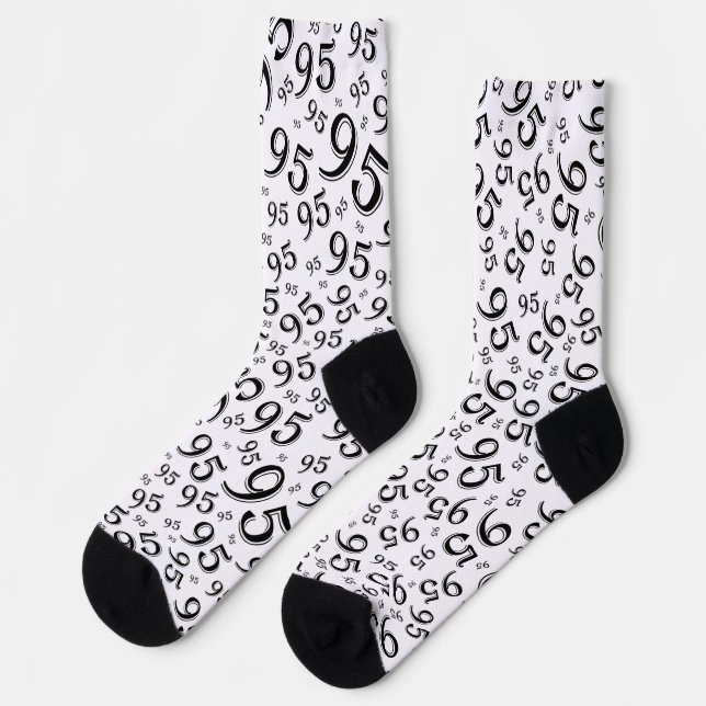 Chaussette 95e anniversaire noir/blanc Motif de numéro aléato (Gauche)