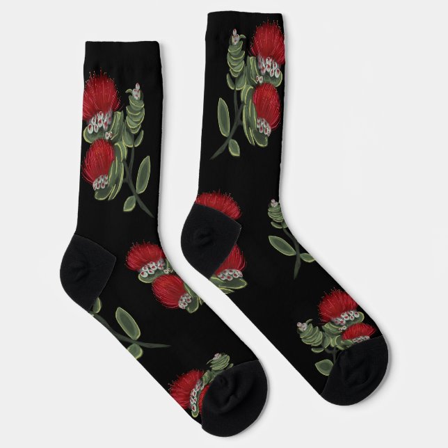 Chaussette à aquarelle de fleur tropicale rouge Le (Droite)