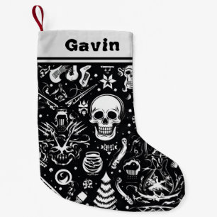 Chaussette à crâne noir et blanc