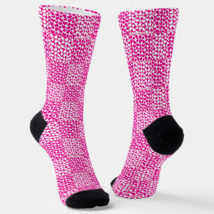 Chaussette à damiers Amour en Magenta et Blanc