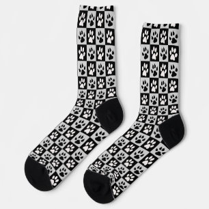 Chaussette à damiers pattes et pattes blanches noires