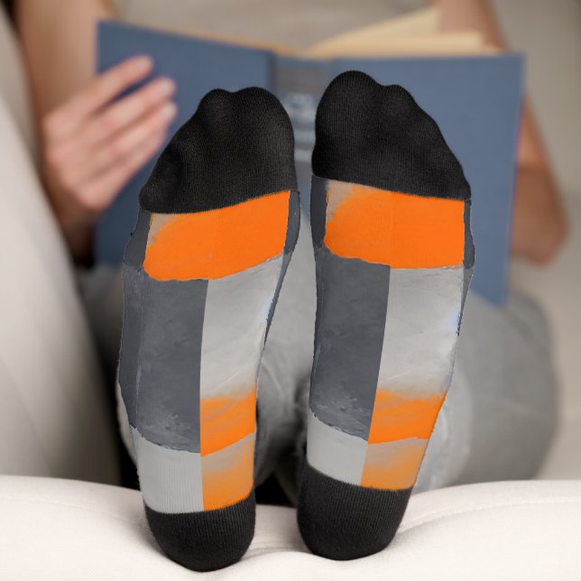 Chaussette À damiers Plaid gris orange (Fond)
