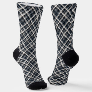 Chaussette à damiers tartan plaid classique noir blanc textur