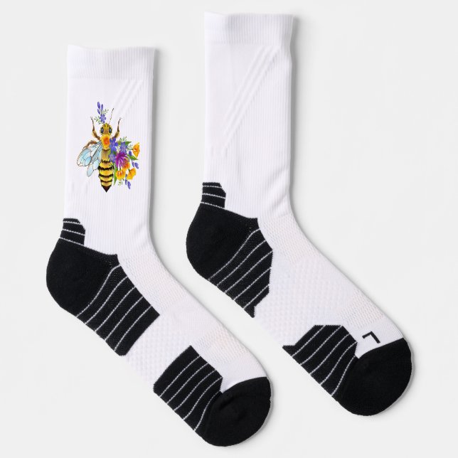 Chaussette Abeille à fleurs avec plantes sauvages (Droite)