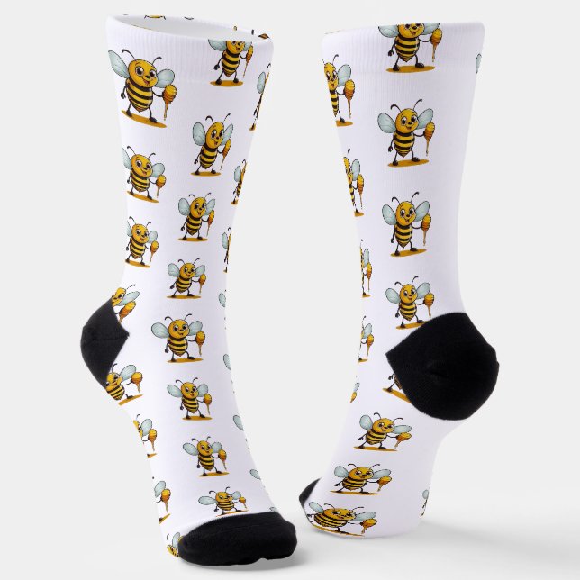 Chaussette Abeille de dessin animé en miel (Angulaire)