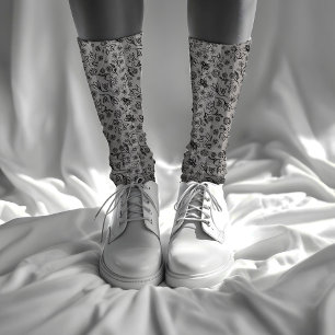 Chaussette Abeilles de miel et fleurs Gris à motif floral ray