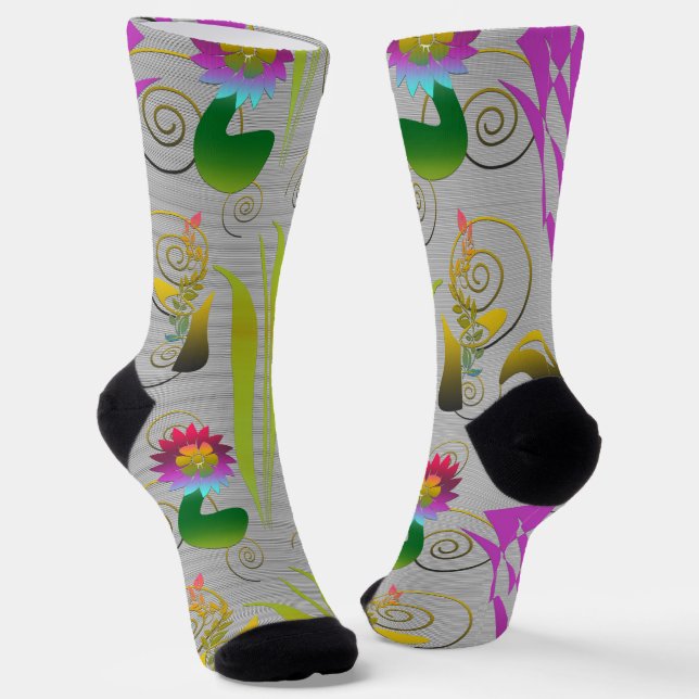 Chaussette Abstract Floral with Spirals 2 (Angulaire)