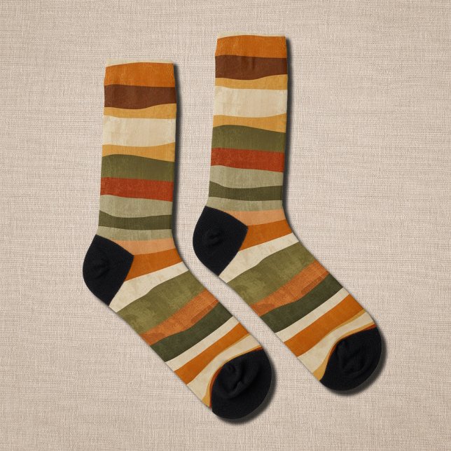 Chaussette Abstract Geometric Stripes- autumn mood  (Créateur téléchargé)