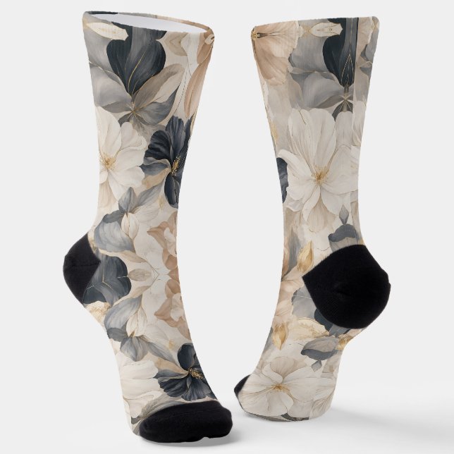 Chaussette Abstraction Florale Artistique de Luxe (Angulaire)